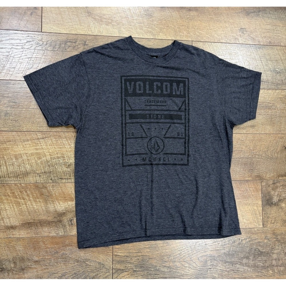 Vintage Y2k Volcom Logo Graphic Tee Grey Large Grunge Skater